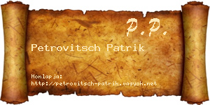 Petrovitsch Patrik névjegykártya